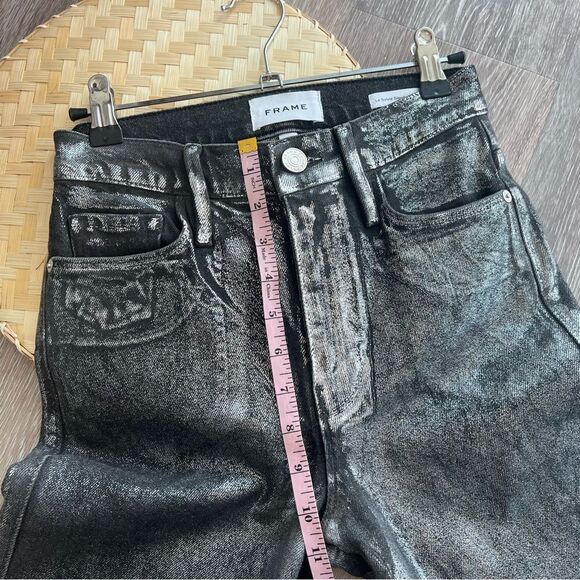 Frame le sylvie slender Straight Jeans in chrome noir Women’s Size 24 - Picture 5 of 8